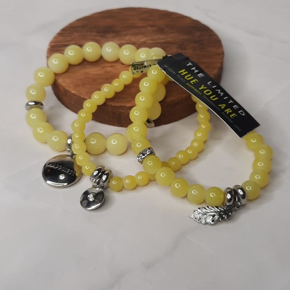 The Limited Bracelet Set Hue You Are Happiness Yellow Beaded